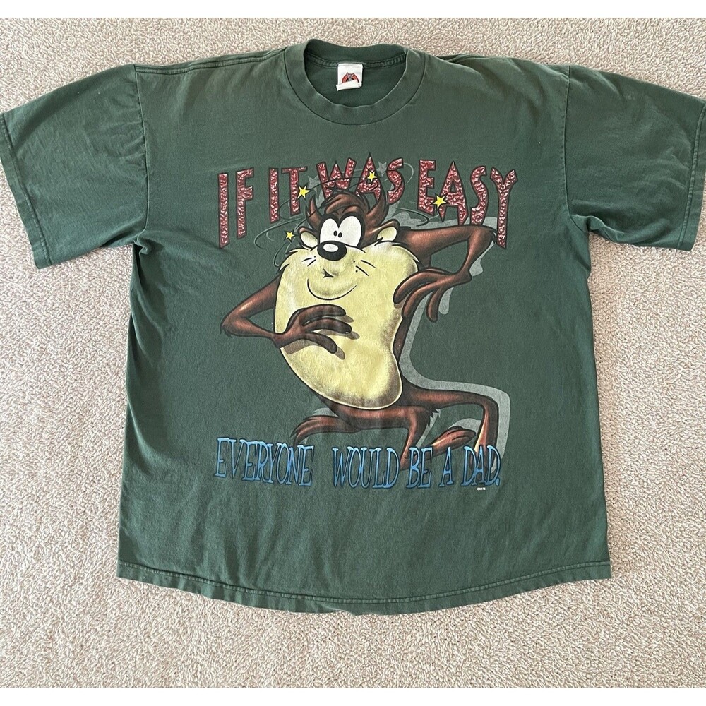 Vintage Looney Tunes Taz Tasmanian Devil Dad Graphic Crew Neck T-Shirt 1996 XL